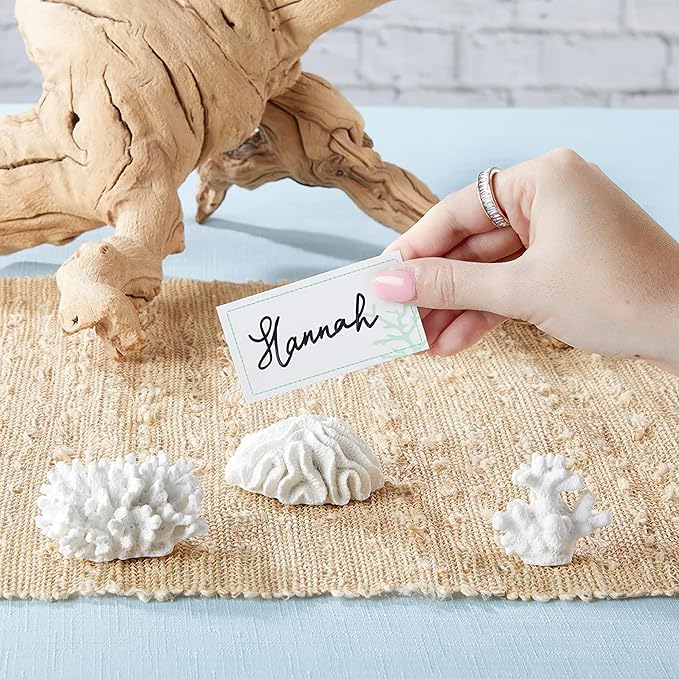 Kate Aspen Seven Seas Coral Place Card Holders - Set of 6 Coastal-Inspired Table Place Cards with Holders - Beach Wedding Decorations - Nautical Table Decor - Wedding Favors for Guests