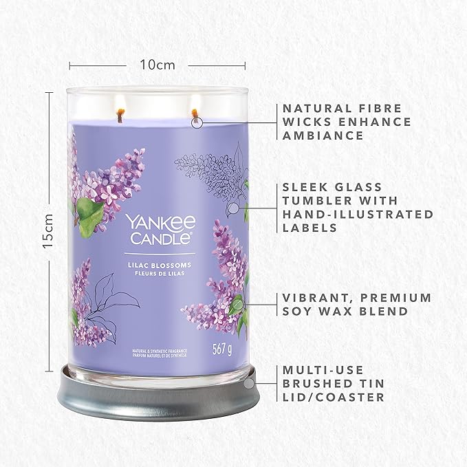 Yankee Candle Signature Scented Candle | Lilac Blossoms Large Tumbler Candle with Double Wicks | Soy Wax Blend Long Burning Candle | Perfect Gifts for Women