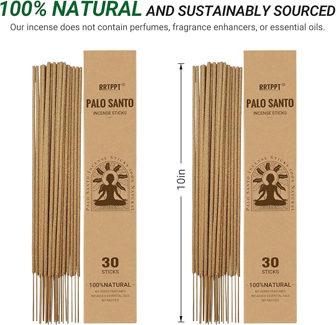 Palo Santo Incense Sticks, 100% Natural sustainably harvested Peruvian Palo Santo, Suitable for Meditation, Relaxation, and Spiritual Purification. (60 Palo Santo Sticks)