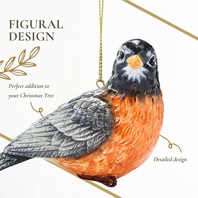 Spode Christmas Tree Robin Bird Ornament - Festive Holiday Decoration, Novelty Bauble Seasonal Essential - Ideal Holiday Keepsake for Christmas - Ornament for Home Decoration