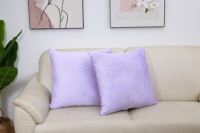 2 Packs Throw Pillow Covers, Neutral Decorative Couch Pillow Cover for Living Room Bed Sofa Rustic Farmhouse Boho Home Decor, Soft Plush Cushion Case Slipcover (Orchid, 22"x 22")