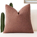 Foindtower Decorative Textured Boucle Throw Pillow Covers Accent Solid Pillow Cases Neutral Soft Cozy Couch Cushion Case for Chair Sofa Bedroom Living Room Home Decor 20x20 Inch,1PC,Orange Rust Red