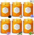 6 Pack Natural Soy Wax Jar Candles for Home Scented, 33 oz 240 Hour Long Lasting Aromatherapy Fall Candles Gifts for Women Birthday | Thanksgiving Day Christmas | Amber Candles|