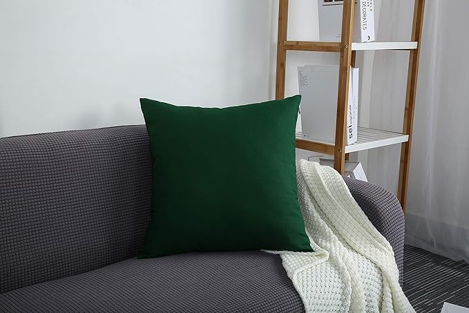 TangDepot Handmade Decorative Solid 100% Cotton Canvas Throw Pillow Covers/Cushion Covers, 45 Colors Available - (18" x18" , Deep Green, 2 Count (Pack of 1))