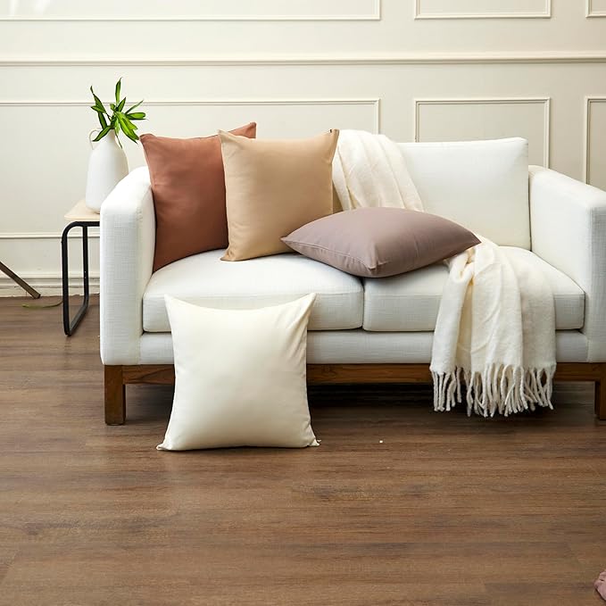 Encasa XO Throw Pillow Covers 20x20 in Set of 2 Light Beige | No Inserts | Cotton Pillow Covers for Living Room, Bed, Sofa, Couch | Decorative Cushion Covers with Improved Zippers