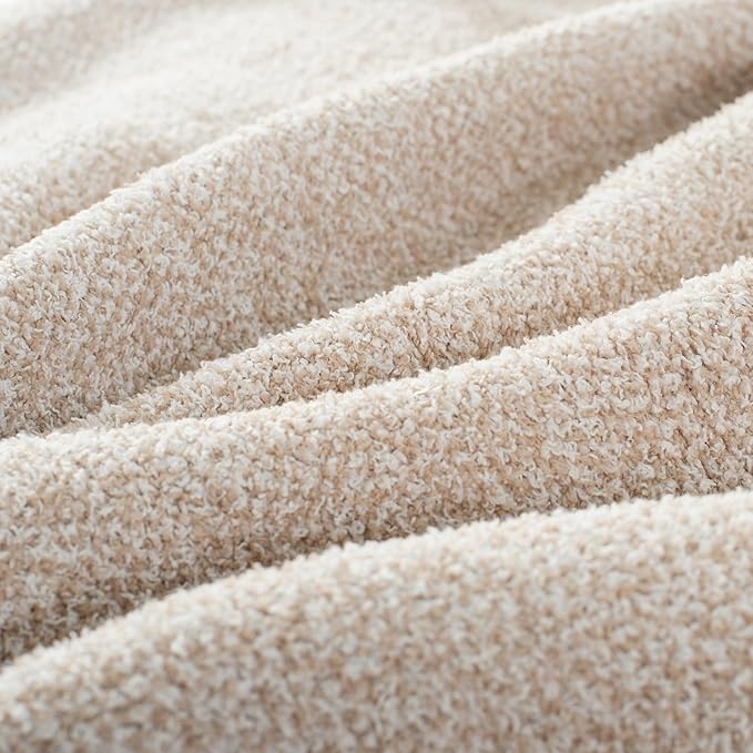 Carriediosa Heather Throw Blanket 60" X 80" Twin, 400GSM Ultra Soft Microfiber Fuzzy Fluffy Reversible Knitted Blankets Cozy Plush Lightweight and Warm Fall Throws for Couch, Bed, Sofa, Taupe