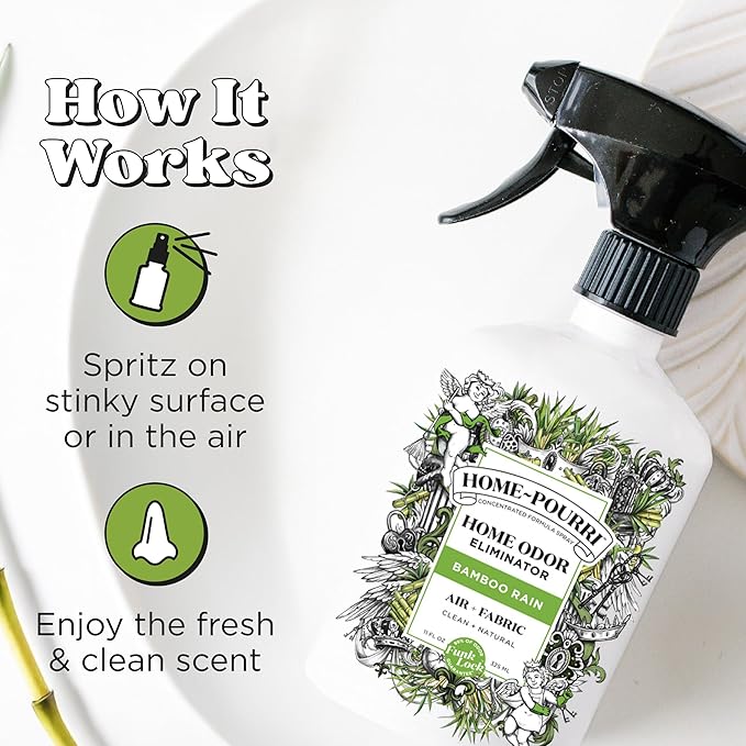 Home-Pourri Air + Fabric Multi-Purpose Odor Freshener Spray, Bamboo Rain, 11 Fl Oz - Jasmine, Bamboo and Fresh Grass