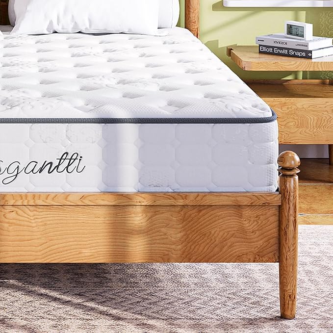 Vesgantti Twin Mattress, 10 Inch Innerspring Hybrid Single Bed Mattress in a Box with Breathable Foam and Pocket Spring, Ergonomic Design, Medium Firm Feel
