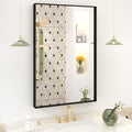 24x36 Inch Black Metal Bathroom Vanity Mirror for Wall, Black Matte Framed Rectangular Mirror, Anti-Rust, Square Corner, Hangs Vertically or Horizontally