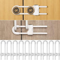 Jetec 10 Pieces Cabinet Locks for Babies, U-Shaped Proofing Drawers Safety Child Locks Adjustable, Easy to Use Childproof Latch for Knob Handle on Kitchen Door Storage Cupboard Closet (White)