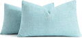decorUhome Chenille Decorative Throw Pillow Covers 12x20 Set of 2, Lumbar Farmhouse Textured Neutral Solid Accent Pillow Covers for Couch Sofa Bed Living Room Home Decor, Turquoise