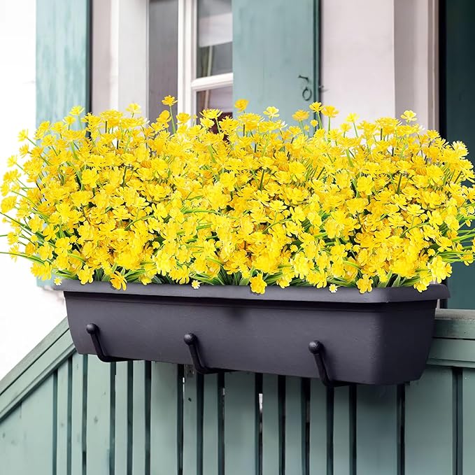 AGIRL 24 Bundles Artificial Flowers for Outdoor,UV Resistant No Fade Fake Plastic Flowers Faux Plants for Hanging Planters Decoration Indoor Outside Garden Porch Window Box Home Wedding Farmhouse