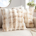 MIULEE Pack of 2 Decorative Pillow Covers Thick Soft Plush Faux Fur Throw Pillows Luxury Home Decor for Couch Bedroom Living Room Sofa,20x20 Inch White-Beige