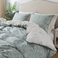 HoneiLife Cotton Duvet Cover Queen - Floral Comforter Cover 3-PC, Flower Floral Bedlinen for Set Queen Beds, Wildflower Comforter Cover Sets for All Season Use