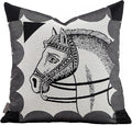 Premium Throw Pillow Covers 22x22 Inches - Black Elegance Palace Horse Chenille Jacquard Embroidery Decorative Couch Pillow Covers for Living Room Bedroom Sofa Home Décor
