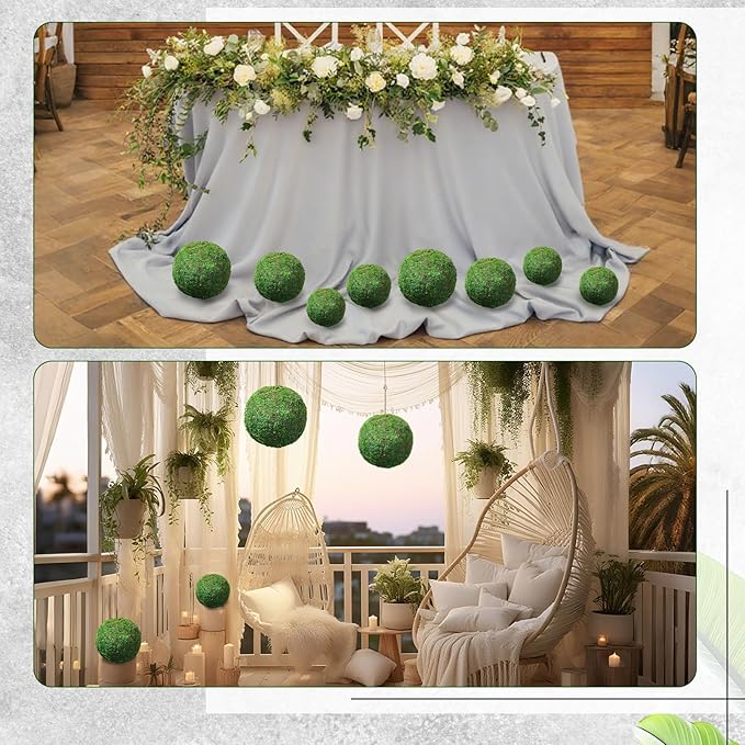 4 Pcs Large Green Moss Balls Artificial Moss Balls Spring Vase Bowl Fillers Hanging for Spring Home Wedding Garden Farmhouse Autumn Table Centerpieces Indoor Outdoor Decor(4 Sizes)