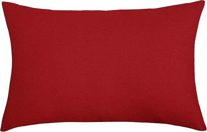 TangDepot Handmade Decorative Solid 100% Cotton Canvas Throw Pillow Covers/Pillow Shams, (12"x20", Deep Red)