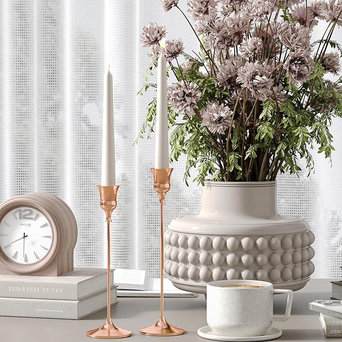 Candlestick Holders Rose Gold, 9 Packs Taper Candle Holder for Candlesticks, Candle Sticks Holder Decor for Home Decor