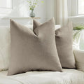HAUSSY Coffee Throw Pillow Covers 24x24 Inch Set of 2,Boho Decorative Faux Linen Throw Pillows Cozy Farmhouse Accent Cushion Covers,Home Decor for Couch Sofa Bed Living Room