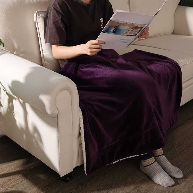 NANPIPER Baby Sherpa Blanket,Warm Toddler Throw Blanket,Soft Newborn Fleece Blanket for Winter (Purple,30x40 inches)