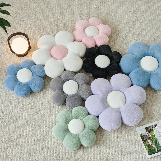Flower Pillow, Decorative Throw Pillows for Couch Bed, Cute Daisy Home Decor Flower Shaped Pillows for Bedroom Living Room (Lavender Purple, 19.6 Inches)