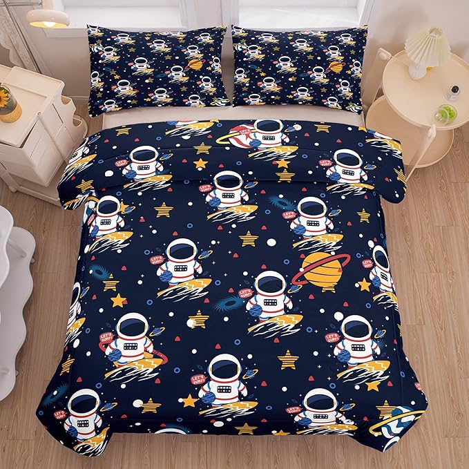 Tailor Shop Space Boys Comforter Sets King Size,Space Bedding Sets for Boys Kids Galaxy Comforter Teens with 1 Pillowcase……