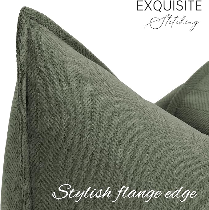 ZWJD Army Green Pillow Covers 20x20 Set of 2 Chenille Throw Pillow Covers with Elegant Design Soft and Luxurious Decorative Throw Pillows for Couch, Bed, and Home Decor