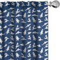 Ambesonne Shark Window Curtains Pack of 2, Fish Pattern Various Gestures Have a Bite Danger Humor Nautical Design, Lightweight Set with Rod Pocket, 4 Panels of - 28" x 95", Violet Blue