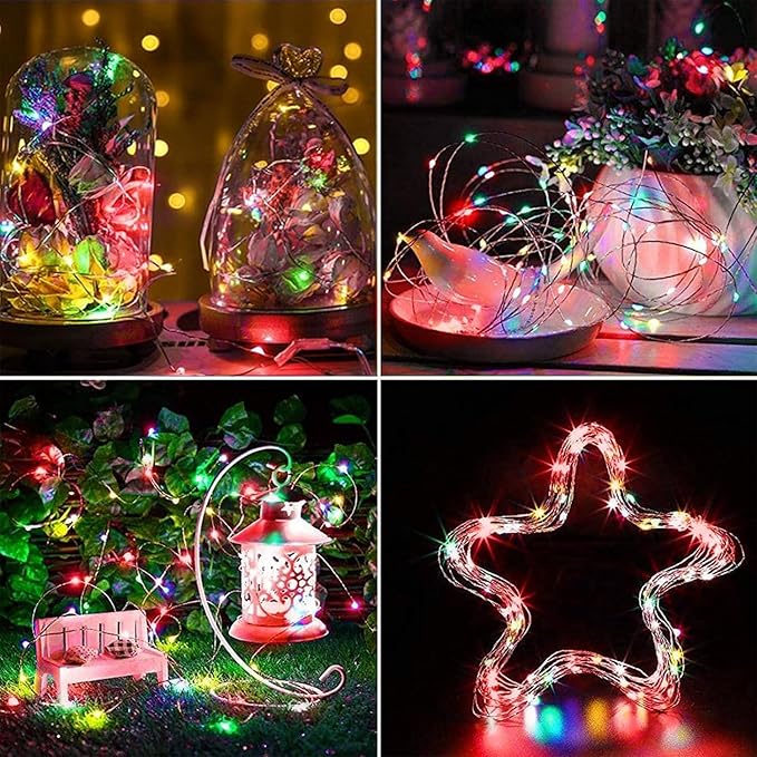 2-Pack Multicolor Fairy Lights Battery Operated with Timer, Waterproof 16FT 50 LED String Lights Outdoor Indoor, Twinkle Lights for Bedroom Wedding Birthday Christmas Parties Centerpiece (Multicolor)