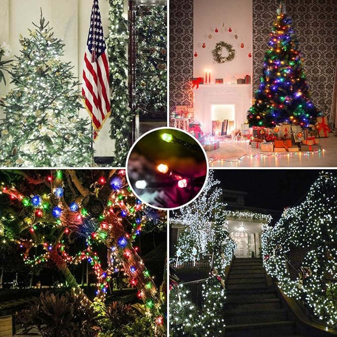 Brizled Christmas String Lights, 279ft 800 LED Color Changing Christmas Lights with Remote, 11 Modes Tree Light Cool White & Multicolor Green Wire Xmas Light Outdoor for Xmas Party Home