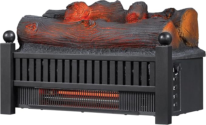 duraflame® Electric Log Set 1,000 Sq Ft Infrared Heater, Faux Logs Insert with LED Flames for Existing Fireplaces, Crackling Sounds, Remote Control Included