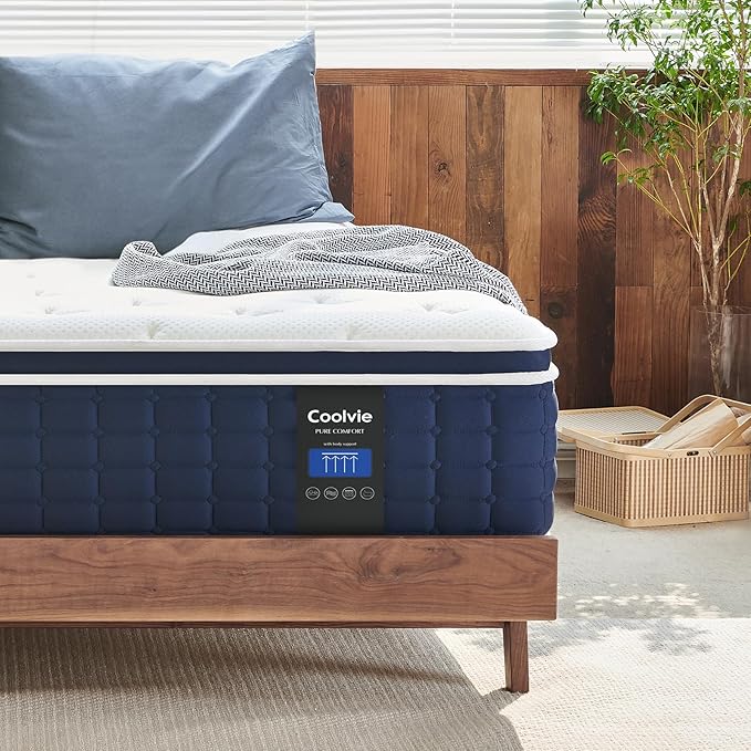 Coolvie Twin XL Mattress 12 Inch, Medium Firm XL Twin Mattress in a Box, Hybrid Individual Pocket Springs with Memory Foam, Cooler Sleep with Pressure Relief and Support
