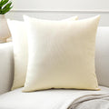 Encasa XO Throw Pillow Covers 16x16 in Set of 2 Natural | No Inserts | Cotton Pillow Covers for Living Room, Bed, Sofa, Couch | Decorative Cushion Covers with Improved Zippers