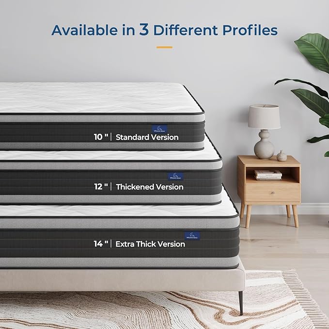 Vesgantti King Mattress, 10 Inch Hybrid King Size Mattress with Memory Foam and Individually Pocket Spring, Pressure Relief and Supportive, Medium Firm Feel, Mattress in a Box