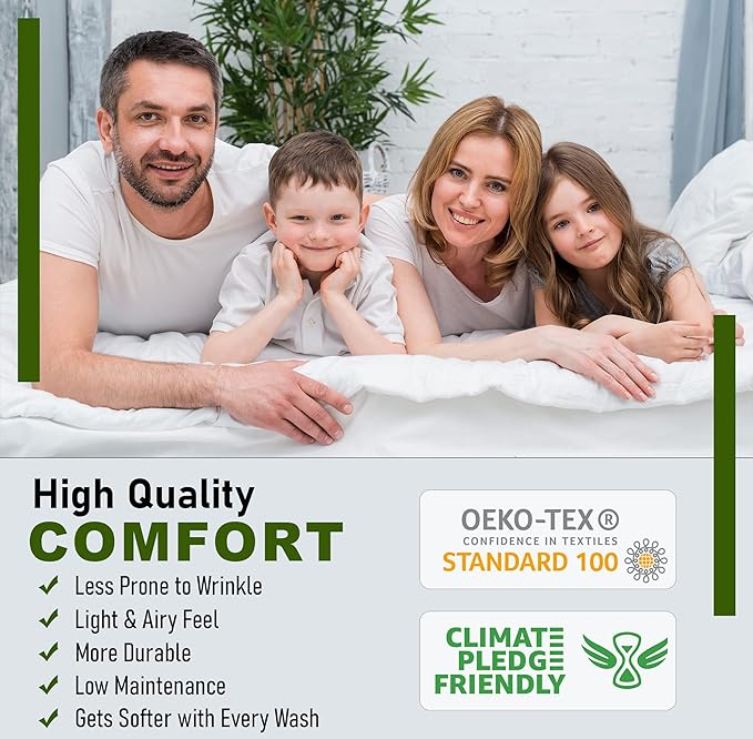 RUVANTI 100% Cotton King Size Sheets Set, 4 Pieces, Soft & Breathable Percale Weave Bedding, Deep Pocket 16", Hotel Standard, Crisp Cool Feel, Durable, Perfect Striped Bed Sheet, Brown Stripes