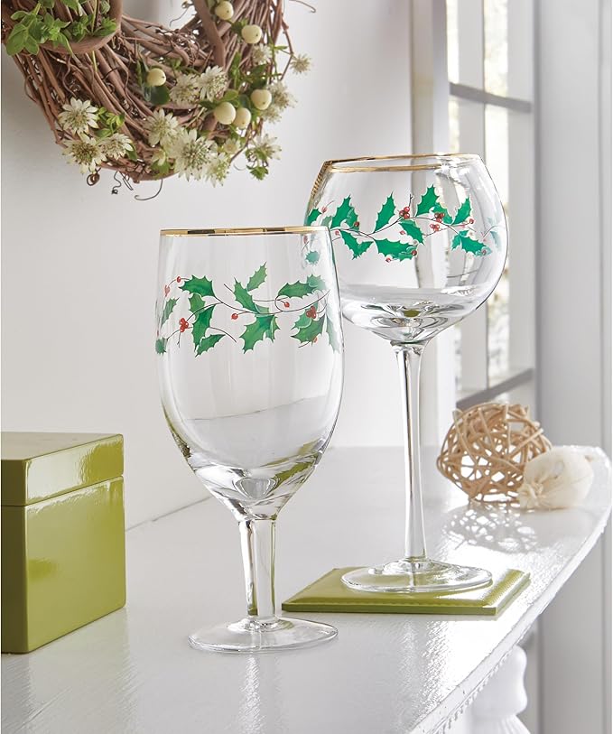 Lenox 849606 Holiday 4-Piece Iced Beverage Glass Set, Christmas Dinnerware, Hosting