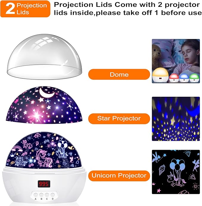Unicorn Projector Night Light for Girls, Star Lights Projector for Ceiling Kids Bedroom Decor Gifts for 3-6 Year Old Girl Night Light Projector with Timer, Christmas Birthday Gift for Girls