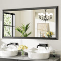 60x30 Inch Black Bathroom Mirror for Wall, Thick Metal Framed Rectangle Mirrors for Over Sink, Bedroom, Living Room, Entryway, Anti-Rust, HD Tempered Glass