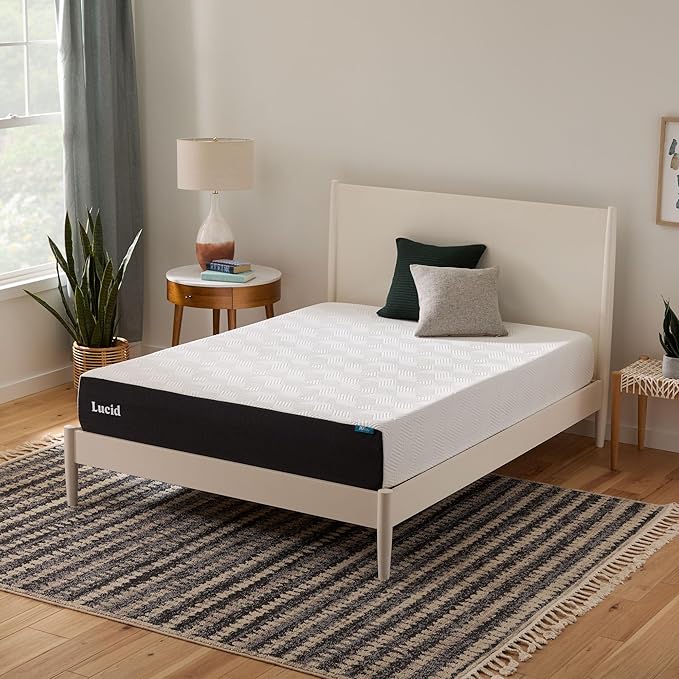 Lucid 10 Inch Memory Foam Mattress - Firm Feel - Infused with Refreshing Bamboo Charcoal and Cooling Gel - Bed in a Box - Temperature Regulating - Pressure Relief - Breathable - California King Size