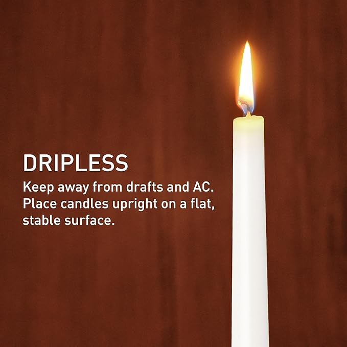 Viyffo Taper Candles 12 Inch – 4 Pack White, Dripless, Unscented, Smokeless – 9 Hour Burn – Tall Candlesticks for Wedding, Dinner, Holiday, Party, Home Decor