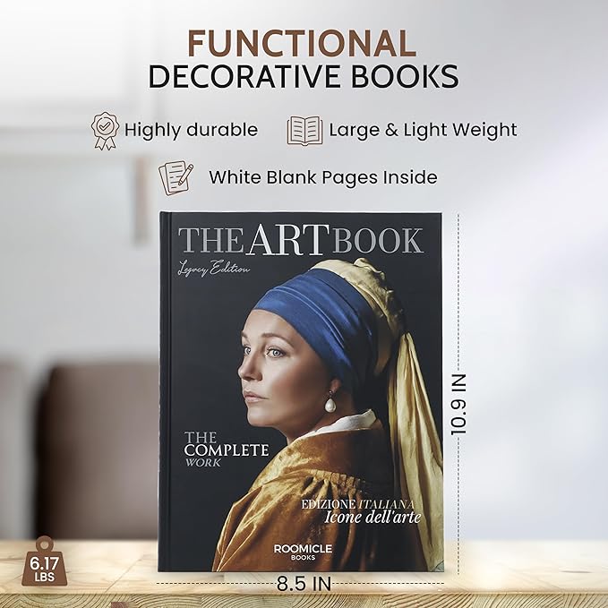 Art Decorative Books for Coffee Table - Designer Faux/Fake Books for Decoration - Enhance Your Coffee Table, Mantle & Bookshelf Decor - Book Decor Aesthetic Collection - Real Blank Pages Inside