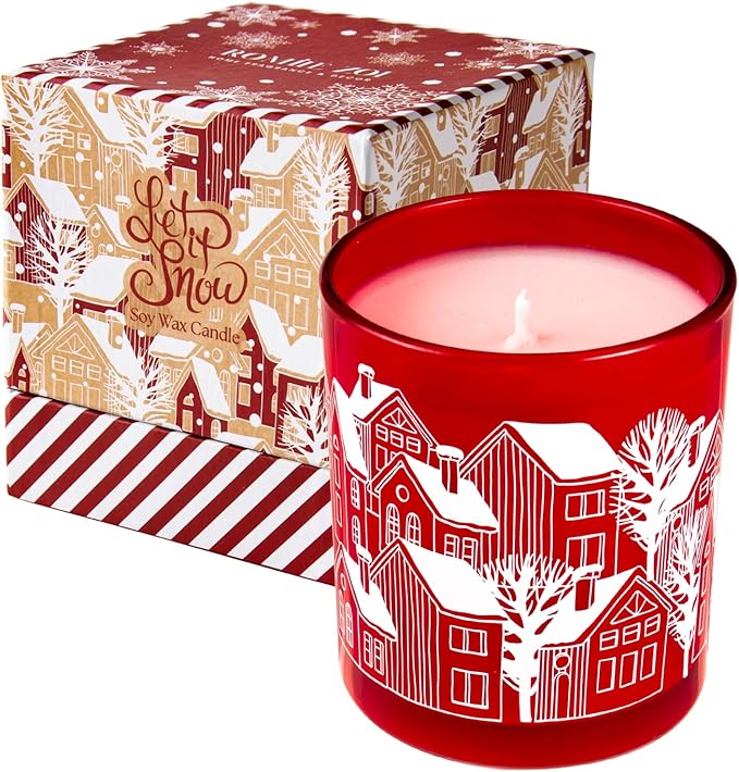 ROMIIE ZOI Christmas Scented Candle - 6oz Soy Wax Candle, Let it Snow, Infused with Christmas Pine Aroma - Brown & Red Gift Box Packaged for Christmas Holiday Season Gift