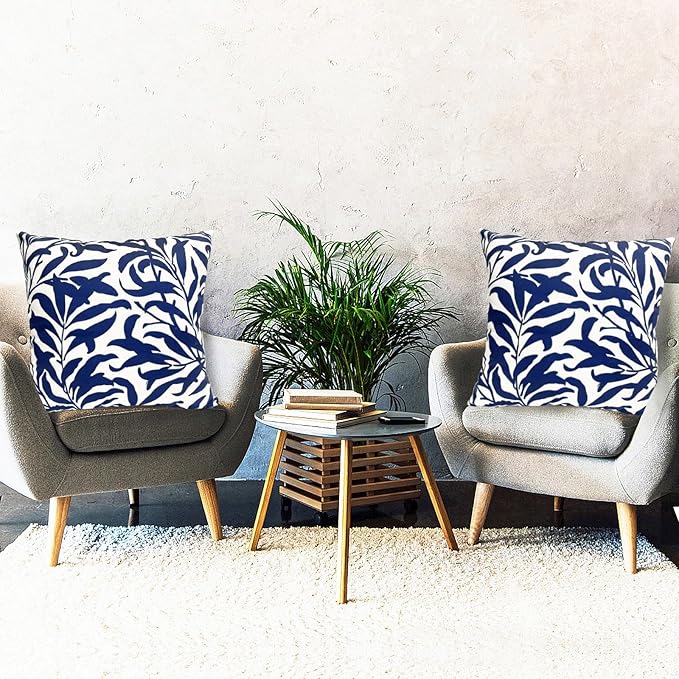 Decorative Throw Pillow Covers Set of 2 Blue Pillow Covers 18x18 inch Short Plush Couch Throw Pillow Cases Floral Throw Pillows,Farmhouse Outdoor Pillow Covers for Sofa Bed Living Room Car