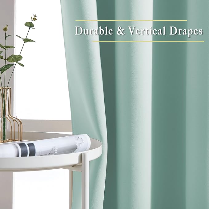 NICETOWN Blackout Curtains and Drapes for Window 95" L - Triple Weave Energy Saving Thermal Insulated Solid Grommet Blackout Panels for Patio (80" Wide per Panel, 2 Panels, Aqua Blue)