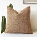 Foindtower Textured Boucle Throw Pillow Covers Accent Solid Pillow Cases Cozy Soft Decorative Couch Cushion Case for Chair Sofa Bedroom Living Room Home Decor, 18 x 18 Inch,Tobacco