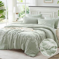 MaiRêve Embroidery Comforter Sets Green Twin Size, Farmhouse Floral Twin Bedding Sets 5 Pieces, Warm Fluffy All Season Bed Set and Comforter Sets(Green, Twin,66"x86")