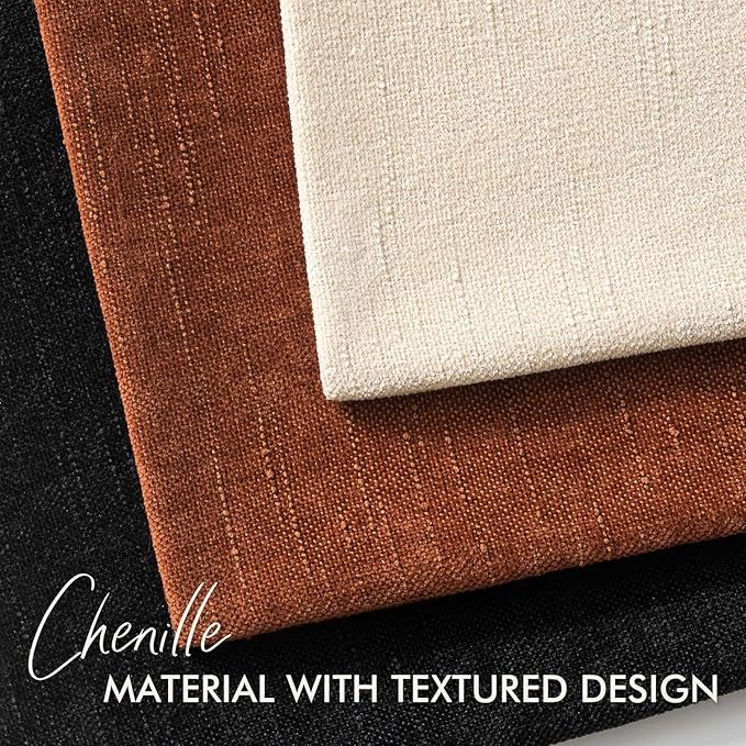 Woaboy Set of 2 Textured Throw Pillow Covers Decorative Soft Accent Square Chenille Pillowcases Neutral Farmhouse Cushions Modern Home Decor for Couch Sofa Bedroom Living Room 22x22 Inch,Black