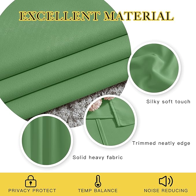 NICETOWN Room Darkening Window Curtains 90 inch Length, Thermal Insulated Grommet Light Blocking Solid Curtain Drapes for Bedroom/Living Room, Forest Green, Set of 2, W52 x L90