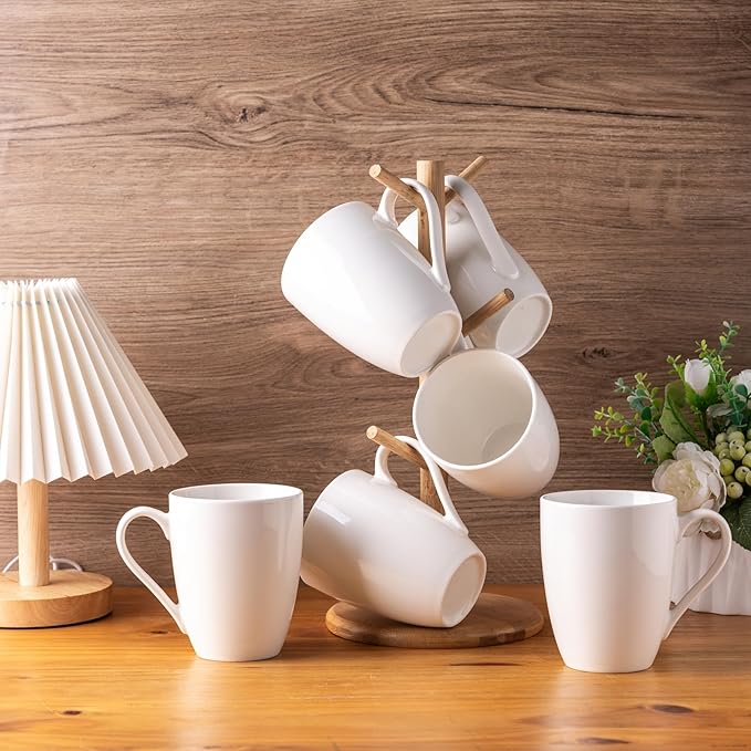 AmorArc 12oz Off White Coffee Mugs Set of 12, Ceramic Coffee Mugs with Large Handle for Man, Woman, Light Weight Coffee Mugs Set for Latte/Cappuccino/Cocoa/Milk, Dishwasher & Microwave Safe, 12Pcs