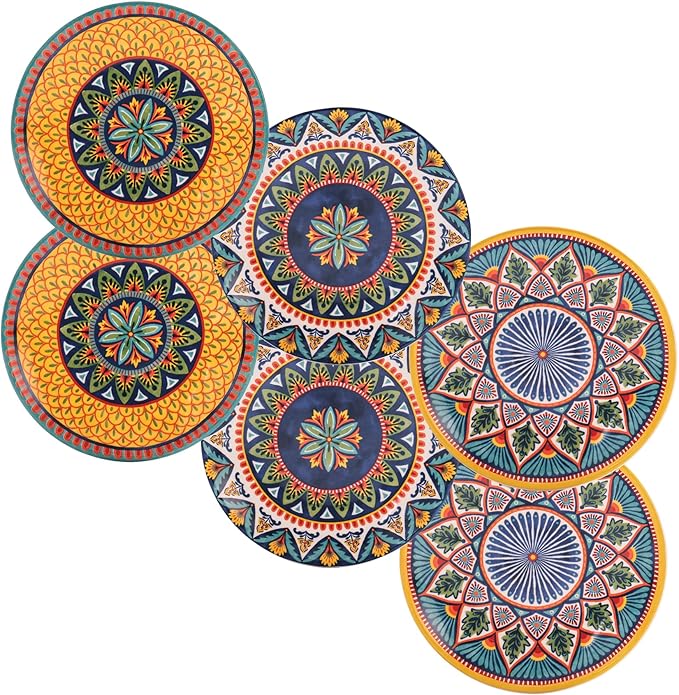 Bico Havana Appetizer Plates Set of 6, 6 Inch Small Ceramic Dessert Plates for Snacks, Salad, Tablescape, Microwave and Dishwasher Safe, Gift for Housewarming and Thanksgiving